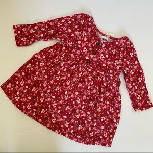 New baby girl 3-6m dark pink floral ribbed dress